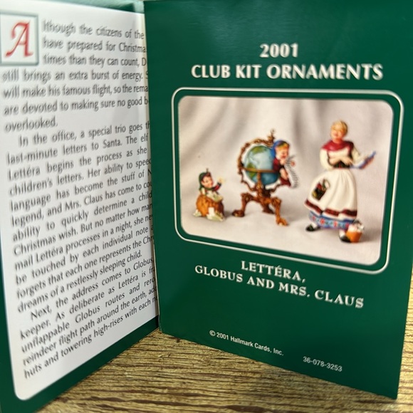 Hallmark, Letters, Globe and Mrs. Claus, 2001 -3 piece Ornament Set - Picture 6 of 12